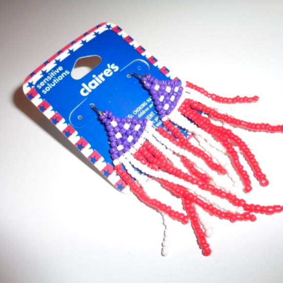 Red White Blue Dangle Earrings - Picture 5 of 7